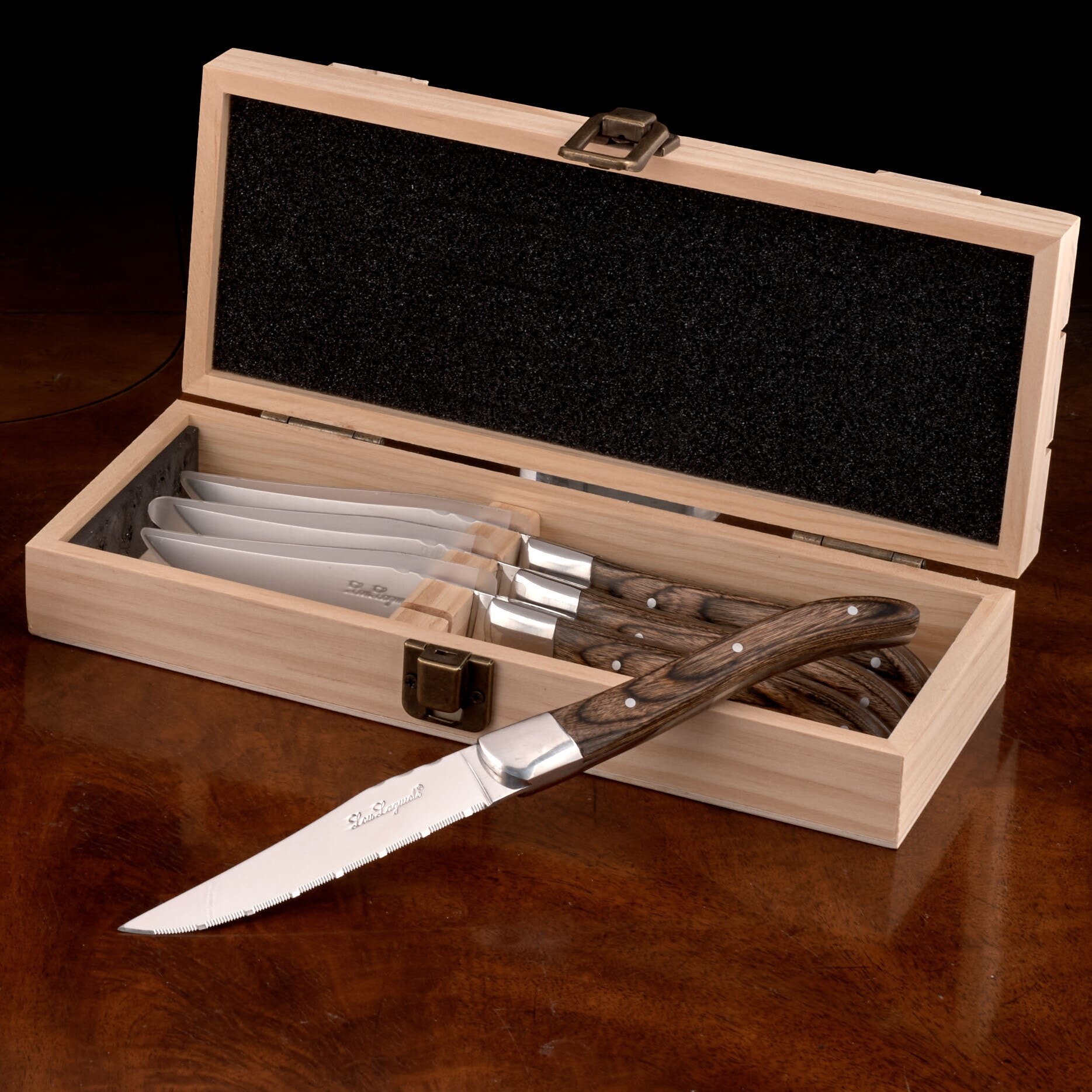 Couzon Lou Laguiole Noyer Steak Knives, Set of 4